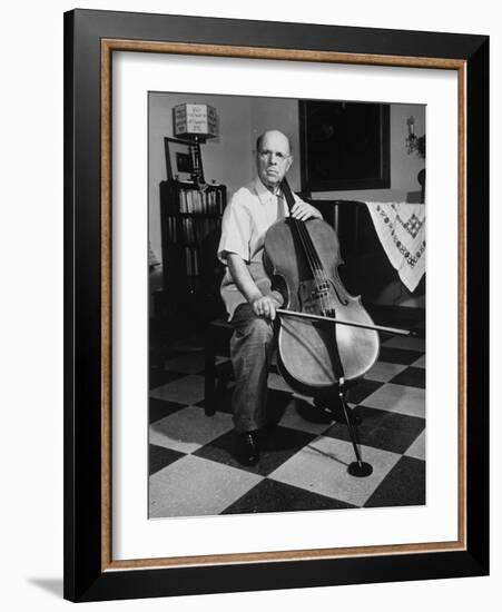 Cellist Pablo Casals at His Home-null-Framed Premium Photographic Print