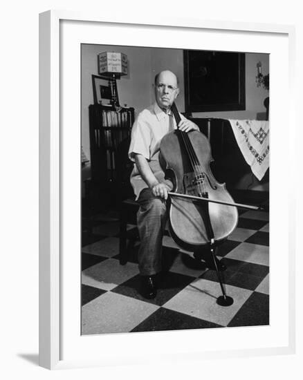 Cellist Pablo Casals at His Home-null-Framed Premium Photographic Print