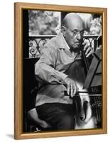 Cellist Pablo Casals Rehearsing at His Home in Prades-Gjon Mili-Framed Premier Image Canvas