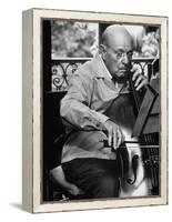 Cellist Pablo Casals Rehearsing at His Home in Prades-Gjon Mili-Framed Premier Image Canvas