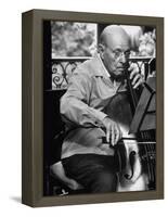 Cellist Pablo Casals Rehearsing at His Home in Prades-Gjon Mili-Framed Premier Image Canvas