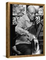 Cellist Pablo Casals Rehearsing at His Home in Prades-Gjon Mili-Framed Premier Image Canvas