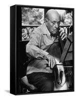 Cellist Pablo Casals Rehearsing at His Home in Prades-Gjon Mili-Framed Premier Image Canvas