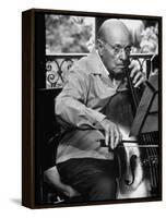 Cellist Pablo Casals Rehearsing at His Home in Prades-Gjon Mili-Framed Premier Image Canvas