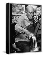 Cellist Pablo Casals Rehearsing at His Home in Prades-Gjon Mili-Framed Premier Image Canvas