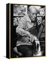 Cellist Pablo Casals Rehearsing at His Home in Prades-Gjon Mili-Framed Premier Image Canvas