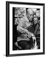 Cellist Pablo Casals Rehearsing at His Home in Prades-Gjon Mili-Framed Premium Photographic Print
