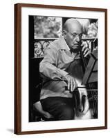 Cellist Pablo Casals Rehearsing at His Home in Prades-Gjon Mili-Framed Premium Photographic Print