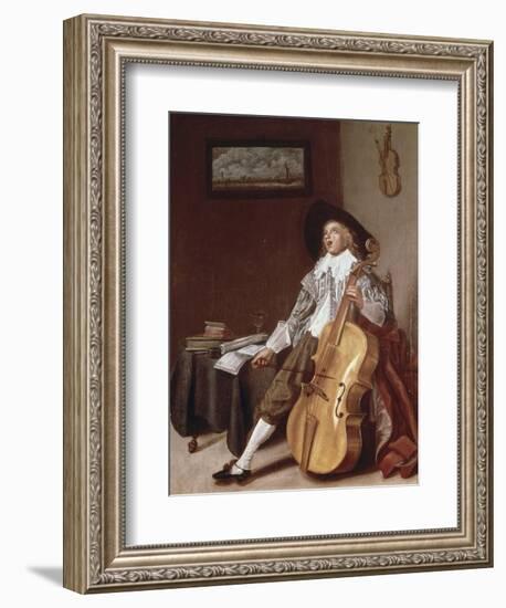 Cello Player-Dirck Hals-Framed Giclee Print