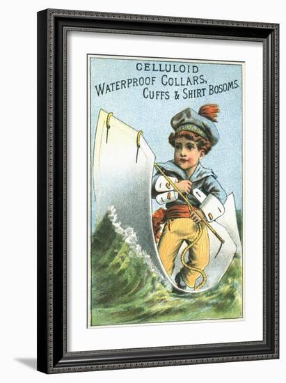 Celluloid Waterproof Collars, Cuffs and Shirt Bosoms Trade Card-null-Framed Giclee Print