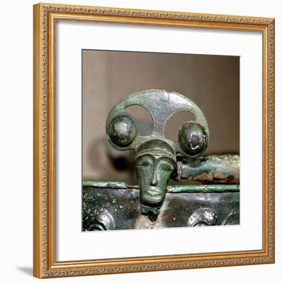 Celtic bronze head on bucket, Aylesford, Kent, England, c1st century BC. Artist: Unknown-Unknown-Framed Giclee Print
