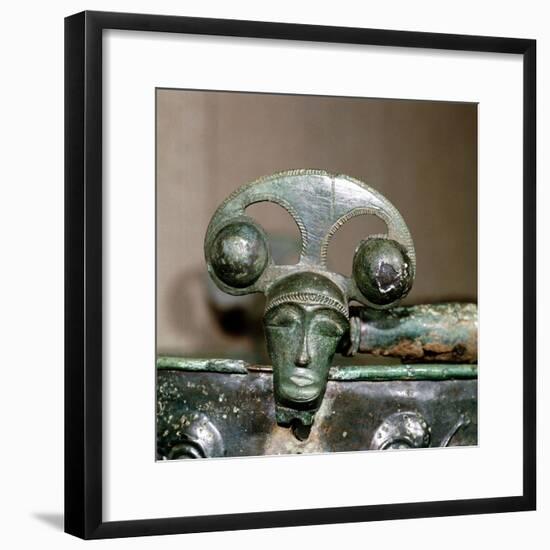 Celtic bronze head on bucket, Aylesford, Kent, England, c1st century BC. Artist: Unknown-Unknown-Framed Giclee Print