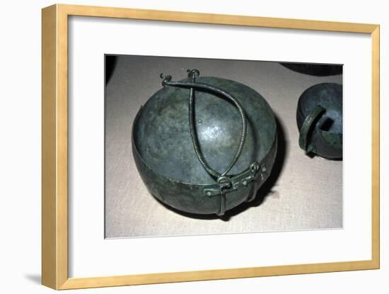 Celtic bronze kettle with double handles, Unternack, Bavaria, Halstatt period, 750-600 BC-Unknown-Framed Giclee Print