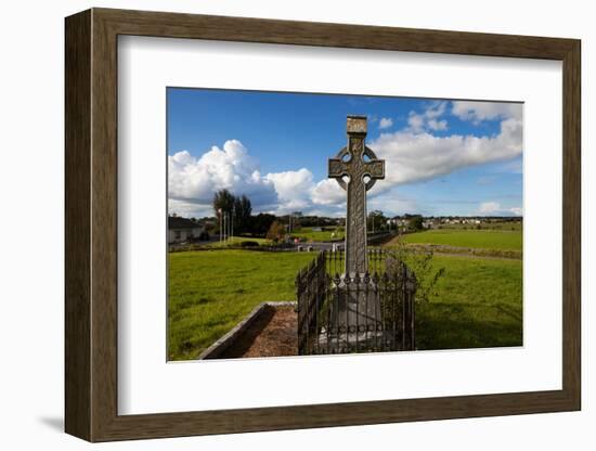 Celtic Cross Overlooking the Green Fields, Athenry, County Galway, Ireland-null-Framed Photographic Print