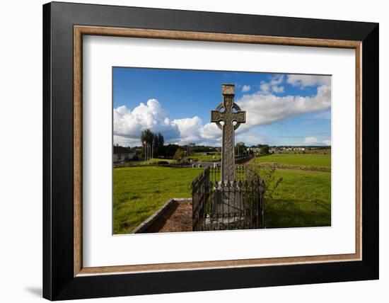 Celtic Cross Overlooking the Green Fields, Athenry, County Galway, Ireland-null-Framed Photographic Print