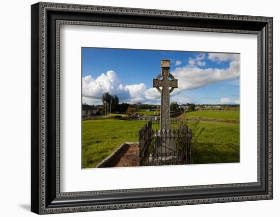 Celtic Cross Overlooking the Green Fields, Athenry, County Galway, Ireland-null-Framed Photographic Print