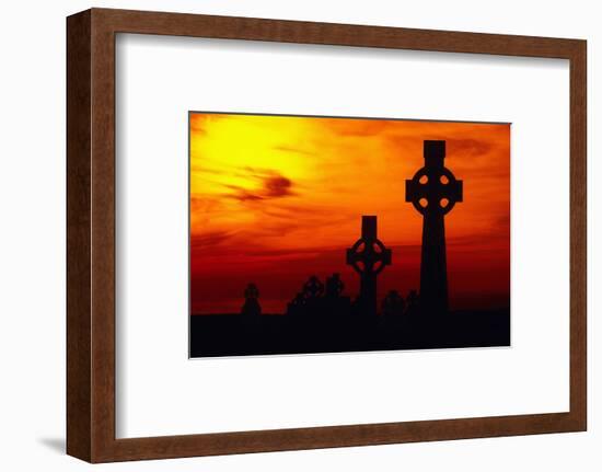 Celtic Crosses Silhouetted at Sunset-Carl Purcell-Framed Photographic Print