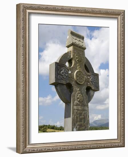 Celtic Style Cross, Graveyard at Burrishoole Abbey, Near Newport, County Mayo, Connacht, Ireland-Gary Cook-Framed Photographic Print