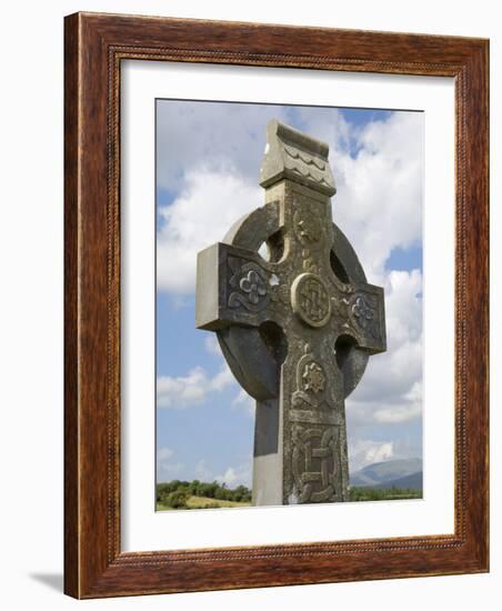 Celtic Style Cross, Graveyard at Burrishoole Abbey, Near Newport, County Mayo, Connacht, Ireland-Gary Cook-Framed Photographic Print