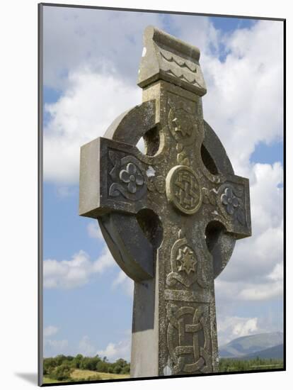 Celtic Style Cross, Graveyard at Burrishoole Abbey, Near Newport, County Mayo, Connacht, Ireland-Gary Cook-Mounted Photographic Print