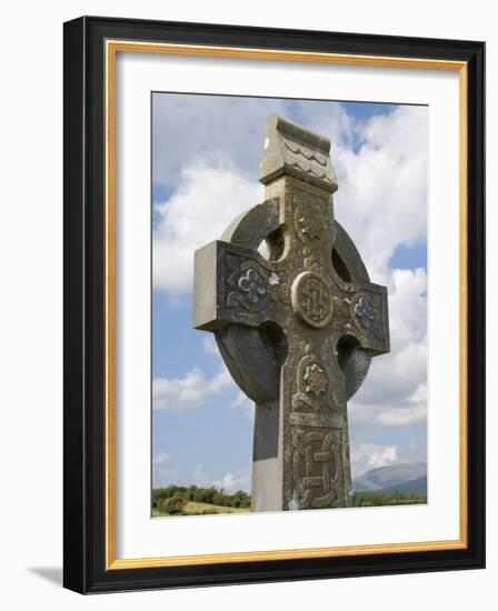 Celtic Style Cross, Graveyard at Burrishoole Abbey, Near Newport, County Mayo, Connacht, Ireland-Gary Cook-Framed Photographic Print