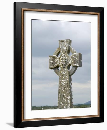 Celtic Style Cross in Graveyard, Connacht, Republic of Ireland (Eire)-Gary Cook-Framed Photographic Print