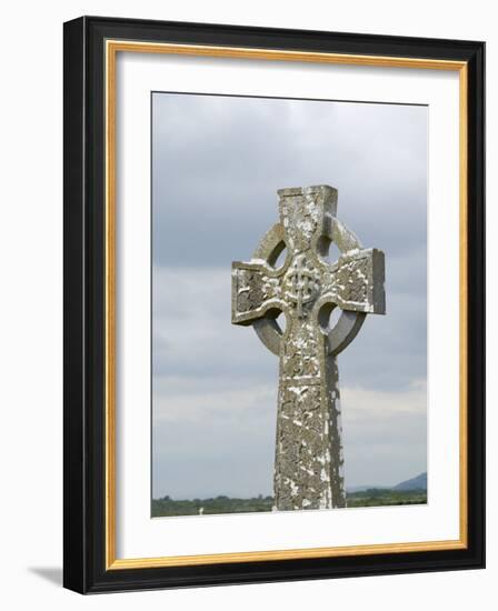 Celtic Style Cross in Graveyard, Connacht, Republic of Ireland (Eire)-Gary Cook-Framed Photographic Print