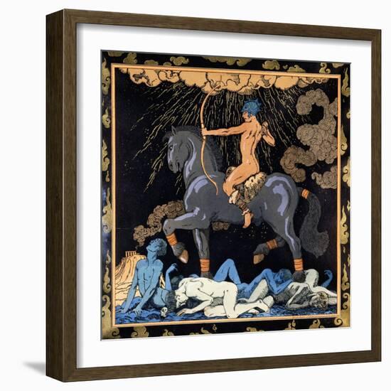 Celui Qui Monte Le Cheval Noir, C.1917-1920-Georges Barbier-Framed Giclee Print