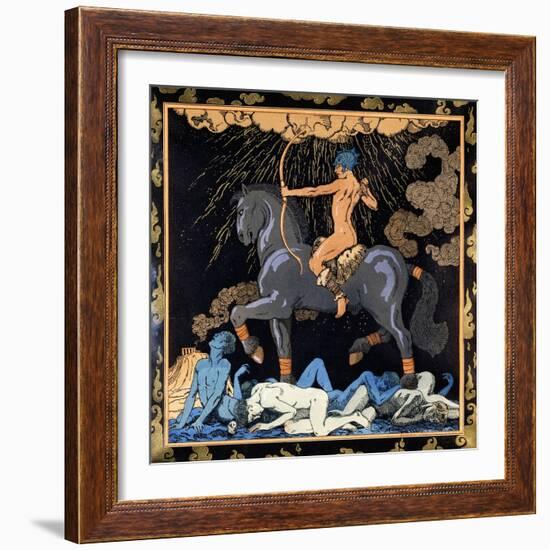 Celui Qui Monte Le Cheval Noir, C.1917-1920-Georges Barbier-Framed Giclee Print