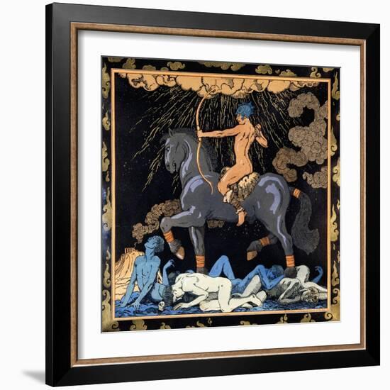 Celui Qui Monte Le Cheval Noir, C.1917-1920-Georges Barbier-Framed Giclee Print