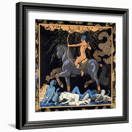 Celui Qui Monte Le Cheval Noir, C.1917-1920-Georges Barbier-Framed Giclee Print