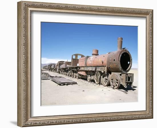 Cementerio De Trenes, Steam Engine Relics in Desert, Uyuni, Southwest Highlands, Bolivia-Tony Waltham-Framed Photographic Print