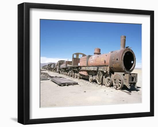 Cementerio De Trenes, Steam Engine Relics in Desert, Uyuni, Southwest Highlands, Bolivia-Tony Waltham-Framed Photographic Print