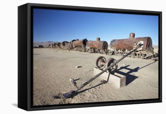 Cemeterio de Trenes (Train Cemetery), Uyuni, Potosi Department, Bolivia, South America-Ian Trower-Framed Premier Image Canvas