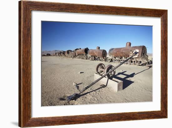 Cemeterio de Trenes (Train Cemetery), Uyuni, Potosi Department, Bolivia, South America-Ian Trower-Framed Photographic Print