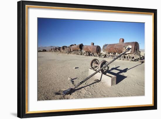 Cemeterio de Trenes (Train Cemetery), Uyuni, Potosi Department, Bolivia, South America-Ian Trower-Framed Photographic Print