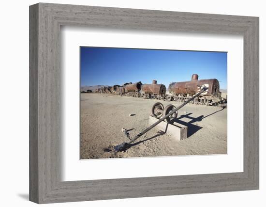 Cemeterio de Trenes (Train Cemetery), Uyuni, Potosi Department, Bolivia, South America-Ian Trower-Framed Photographic Print