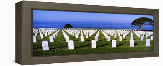 Cemetery at waterfront, Fort Rosecrans National Cemetery, Point Loma, San Diego, California, USA-null-Framed Premier Image Canvas