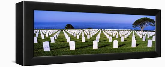 Cemetery at waterfront, Fort Rosecrans National Cemetery, Point Loma, San Diego, California, USA-null-Framed Premier Image Canvas