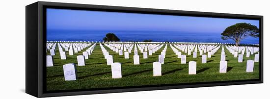 Cemetery at waterfront, Fort Rosecrans National Cemetery, Point Loma, San Diego, California, USA-null-Framed Premier Image Canvas