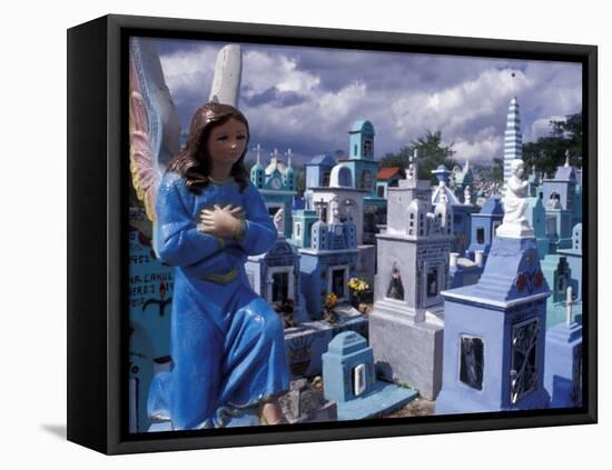 Cemetery Statues, Paintings, Graves, Crosses, and Family Tombs, Yucatan, Mexico-Michele Molinari-Framed Premier Image Canvas