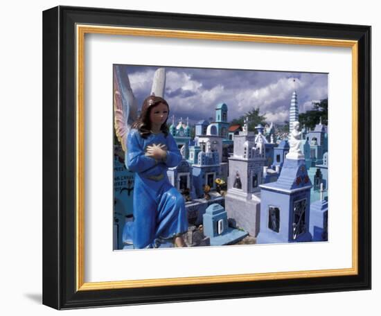 Cemetery Statues, Paintings, Graves, Crosses, and Family Tombs, Yucatan, Mexico-Michele Molinari-Framed Photographic Print