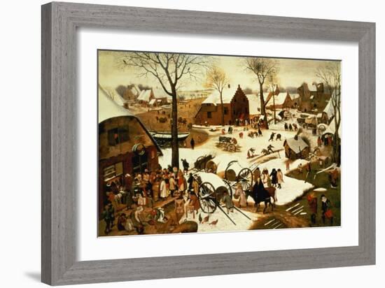 Census at Bethlehem, C.1566 (Oil on Panel)-Pieter Bruegel the Elder-Framed Giclee Print