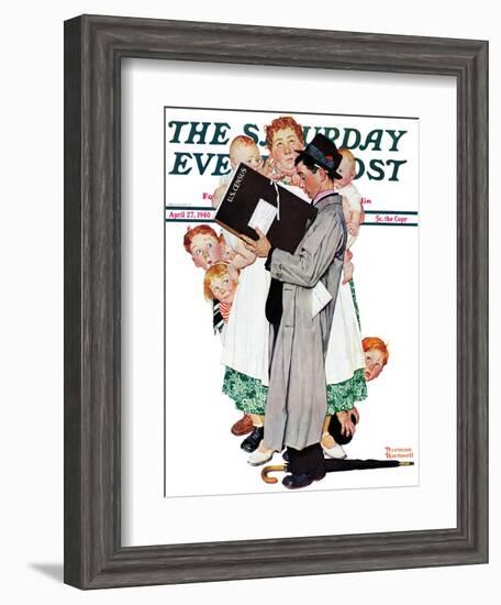 "Census-taker" Saturday Evening Post Cover, April 27,1940-Norman Rockwell-Framed Giclee Print