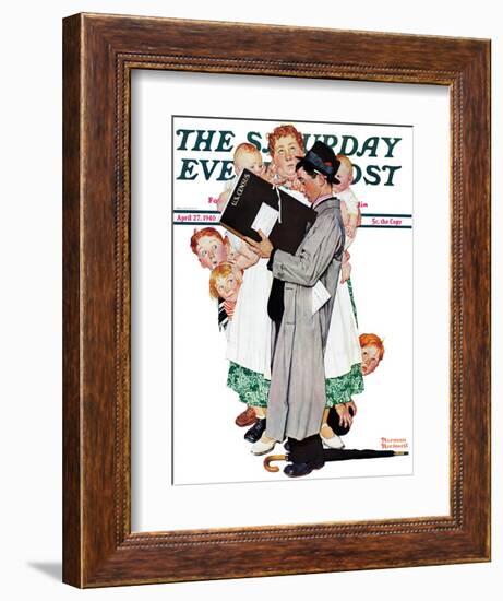 "Census-taker" Saturday Evening Post Cover, April 27,1940-Norman Rockwell-Framed Giclee Print