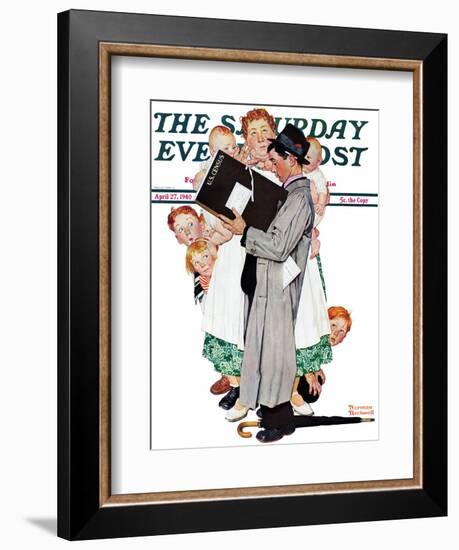 "Census-taker" Saturday Evening Post Cover, April 27,1940-Norman Rockwell-Framed Giclee Print