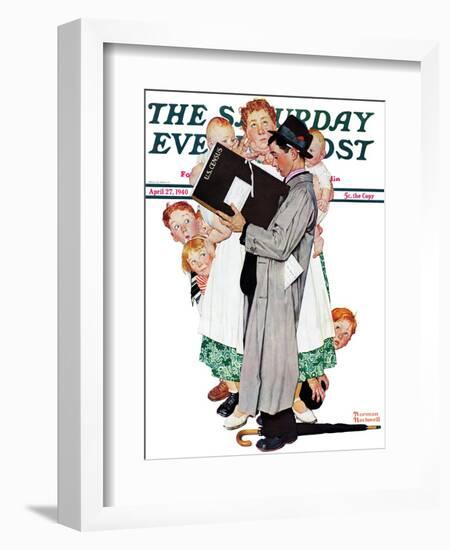 "Census-taker" Saturday Evening Post Cover, April 27,1940-Norman Rockwell-Framed Giclee Print