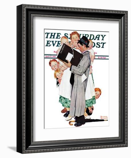 "Census-taker" Saturday Evening Post Cover, April 27,1940-Norman Rockwell-Framed Giclee Print