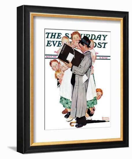 "Census-taker" Saturday Evening Post Cover, April 27,1940-Norman Rockwell-Framed Giclee Print