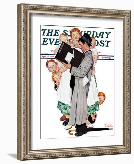 "Census-taker" Saturday Evening Post Cover, April 27,1940-Norman Rockwell-Framed Giclee Print